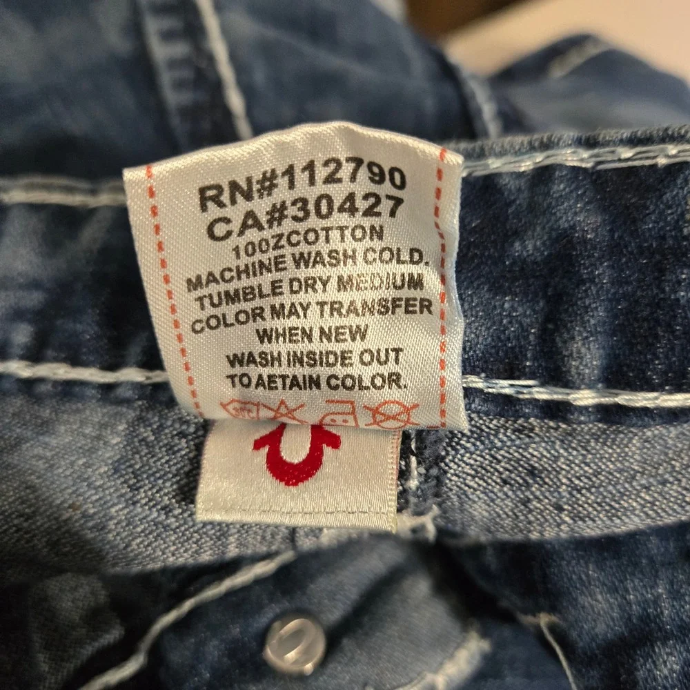 Vintage True Religion Joey Super T Jeans size 38 NWT Blue Thick White Stitch USA